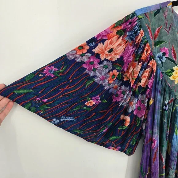 Styled by Saybury vintage small gauzy floral boho prairie short sleeve maxi - Picture 2 of 9